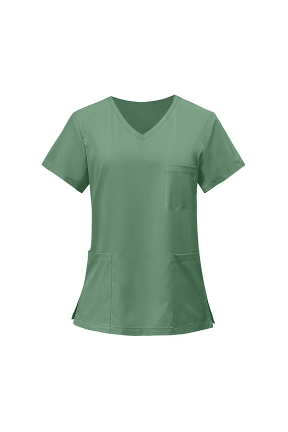 Scrub Tops Women Design V-Neck Short Sleeve Women Top Nursing Working Uniform with Pocket
