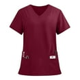 thumbnail image 1 of Hearthz Scrub Tops Women Stretchy Print Short Sleeve V Neck Women Shirts Summer Nursing Uniforms with Pocket, 1 of 5
