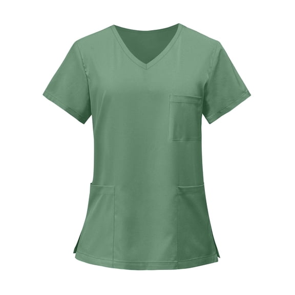 Hearthz Scrub Tops Women V-Neck Short Sleeve Women Tops Summer Nursing Uniforms with Pocket