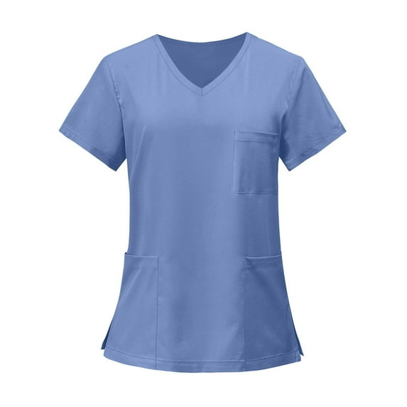 Hearthz Scrubs for Women Plus Size Short Sleeve V Neck Women Tops Casual Nursing Tops Scrubs with Pocket