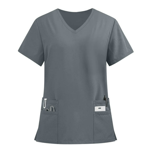 Hearthz Scrubs for Women Short Sleeve V Neck Women Shirts Summer Nursing Working Uniform with Pocket