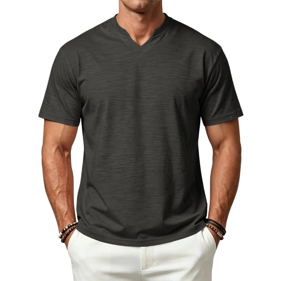 Hearthz Shirts for Men Moisture Wicking Breathable Mens Athletic Shirts V Neck Shirts for Men Short Sleeve Basic Basketball Jersey Dark Gray 5XL
