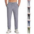 thumbnail image 1 of Hearthz Straight Leg Pants Men Elastic Waist Drawstring Trousers Pants for Men Baggy Summer Men's Workout Pants with Pockets Light Gray M, 1 of 4