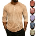 thumbnail image 1 of Hearthz Summer Mens Henley Shirt Gradient Raglan 3/4 Sleeve Jersey Baseball T-Shirts Sport Athletic Big and Tall T Shirts for Men, 1 of 8