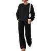 thumbnail image 1 of Hearthz Sweat Outfits for Women 2 Pieces Crew Neck Sweatshirt Wide Leg Pants Set Fall Winter Athletic Workout Oversized Matching Sweat Sets for Women Black XXL, 1 of 8