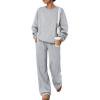 thumbnail image 1 of Hearthz Sweat Outfits for Women 2 Pieces Crew Neck Sweatshirt Wide Leg Pants Set Fall Winter Athletic Workout Oversized Womens Matching Sweat Set Gray M, 1 of 8