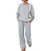 Hearthz Sweat Outfits for Women 2 Pieces Crew Neck Sweatshirt Wide Leg Pants Set Fall Winter Athletic Workout Oversized Womens Matching Sweat Set Gray M