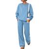 thumbnail image 1 of Hearthz Sweat Outfits for Women 2 Pieces Crew Neck Sweatshirt with Wide Leg Trousers Fall Winter Athletic Workout Oversized Womens Matching Sweat Set Sky Blue XL, 1 of 8