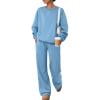 Hearthz Sweat Outfits for Women 2 Pieces Crew Neck Sweatshirt with Wide Leg Trousers Fall Winter Athletic Workout Oversized Womens Matching Sweat Set Sky Blue XL