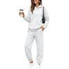 Hearthz Sweat Outfits for Women 2 Pieces Fleece Lined Hoodie Jogger Pants Set Winter Warm Athletic Workout Oversized Matching Sweat Sets for Women Light Gray XL
