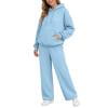 thumbnail image 1 of Hearthz Sweat Suits for Womens 2 Piece Fleece Lined Hoodie Top and Wide Leg Trousers Winter Warm Athletic Workout Oversized Sweatsuits for Women Light Blue S, 1 of 8