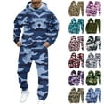 thumbnail image 1 of Hearthz Sweat Suits for Men 2 Piece Camouflage Fleece Athletic Jacket and Cargo Sweatpants Winter Sweatsuit for Men, 1 of 6