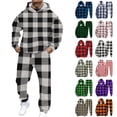 thumbnail image 1 of Hearthz Sweat Suits for Men 2 Piece Plaid Fleece Sweatshirt and Joggers Set Winter Mens Sweatsuits Sets, 1 of 6