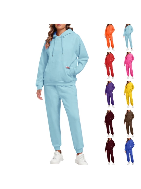 Sweat Suits for Womens 2 Piece Drawstring Fleece Y2k Tracksuit Sweatsuit Set Fall Winter Matching Sweat Sets for Women Purple XXXL