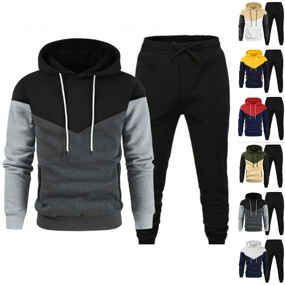 Hearthz Sweatsuits for Men 2 Piece Tracksuit Athletic Casual Hooded Pullover Hoodies and Sweatpants Winter Fleece Sweat Suits Men
