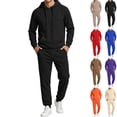 thumbnail image 1 of Hearthz Sweatsuits for Men 2 Piece Tracksuit Drawstring Elastic Sweatshirt and Joggers Set Solid Color Athletic Men's Sweatsuits Red S, 1 of 7