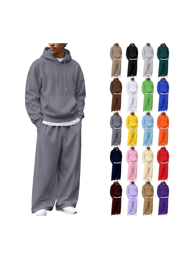 Sweatsuits for Men 2 Piece Tracksuit Oversized Hoodie Loose Wide Leg Pants Fall Winter Athletic Mens Jogging Suits 2 Piece Set Orange M
