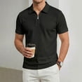 thumbnail image 1 of Hearthz Textured Knit Men's Polo Shirts Quarter Zip Men's Shirts Short Sleeve Collared Mens Golf Shirt Black XL, 1 of 4