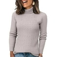 thumbnail image 1 of Hearthz Turtle Neck Sweater for Women Dressy Mock Neck Ribbed Women Long Sleeve Shirt Knit Oversized Basic Womens Tops, 1 of 4