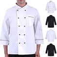 thumbnail image 1 of Hearthz Unisex Chef Coat Work Jackets for Men Women Long Sleeves Men's Chef Coat Womens Restaurant Kitchen Cook Shirt Food Service Uniform (Black,XL), 1 of 5