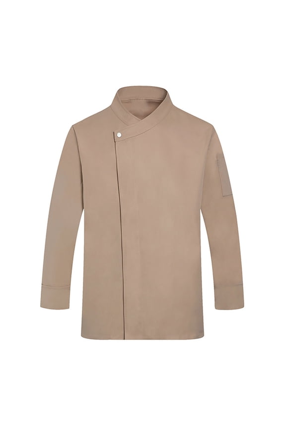Unisex Chef Jacket Men's Chef Coat Long Sleeves Men's Chef Coat Womens Restaurant Kitchen Cook Shirt Food Service Uniform (Khaki,L)