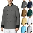 thumbnail image 1 of Hearthz Unisex Chef Jacket Men's Chef Coat Long Sleeves Men's Chef Coat Womens Restaurant Kitchen Cook Shirt Food Service Uniform (Light Blue,M), 1 of 6