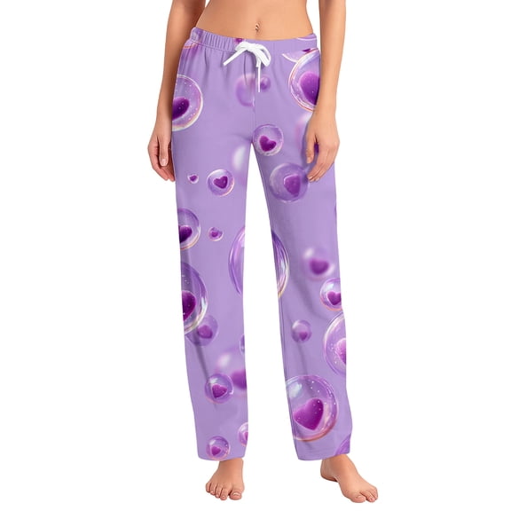 Hearthz Valentine Pj Pants Heart Printed Heart Pajama Bottoms Spring Summer Drawstring Wide Leg Women's Lounge Pants