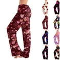 thumbnail image 1 of Hearthz Valentines Pajamas Pants for Women Love Heart Print Women Pajama Pants Drawstring Wide Leg Lounge Pants for Women, 1 of 6
