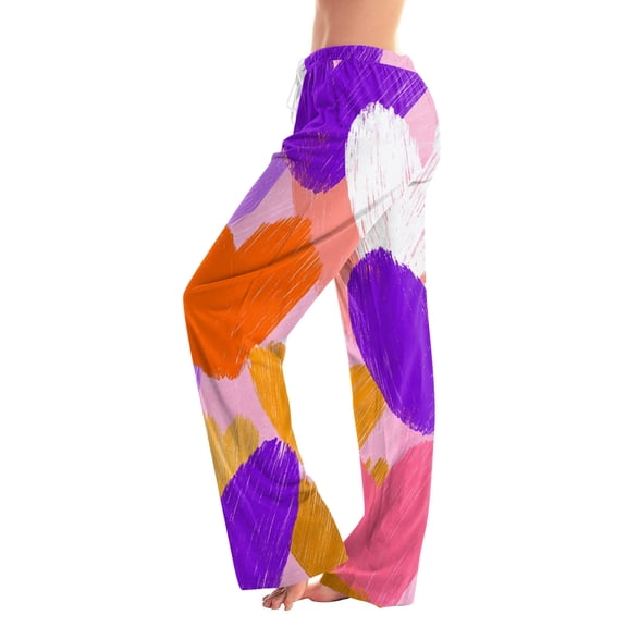 Hearthz Valentines Pj Pants Heart Graphic Print Pajamas Pants for Women Baggy Drawstring Straight Leg Sleeping Pants Women