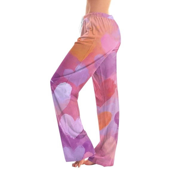 Hearthz Valentines Pj Pants for Women Heart Print Women's Pajama Bottoms Baggy Drawstring Straight Leg Women Sleep Pants