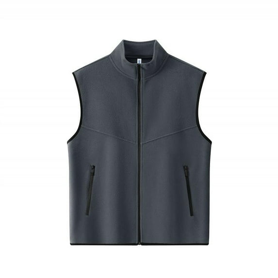 Hearthz Vest for Men Puffer Fleece Sleeveless Stand Collar Jacket Full Zipper Winter Warm Mens Outdoor Vests Outerwear with Pocket