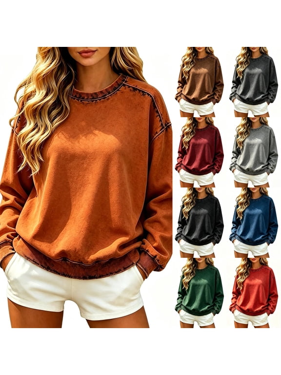 Vintage Oversized Womens Sweatshirt Raglan Long Sleeve Drop Shoulder Crew Neck Sweatshirts Women Fall Winter Pullover Top