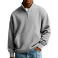 thumbnail image 1 of Hearthz Waffle Knit Quarter Zip Sweaters for Men Mock Neck Long Sleeve Mens Sweatshirt Spring Winter Men Pullover with Kangaroo Pocket, 1 of 3