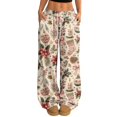 thumbnail image 1 of Hearthz Women Christmas Pajama Pants High Waist Wide Leg Pajama Pants for Women Fall Winter Woman Lounge Pants Xmas Sleeping Pants Women, 1 of 5