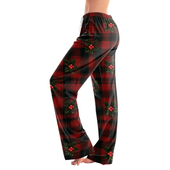 Hearthz Women Christmas Pajamas Pants Wide Leg Pj Pants Women Elastic Drawstring High Waist Sleeping Pants Women Xmas Women’s Lounge Pants