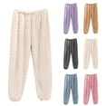 thumbnail image 1 of Hearthz Women Fleece Pajama Pants Fuzzy Winter Warm Thermal Women's Pajama Bottoms Wide Leg Drawstring Sleep Pants for Women Soft with Pocket, 1 of 5
