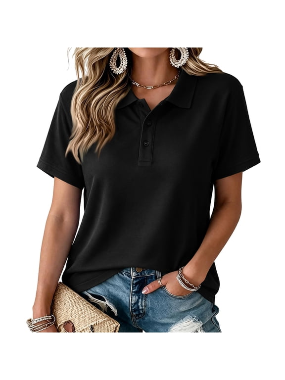Women Polo Shirt Moisture Wicking Lapel Collar Women Short Sleeve Shirts Fall Winter Athletic Workout T Shirts for Women Tennis Activewear