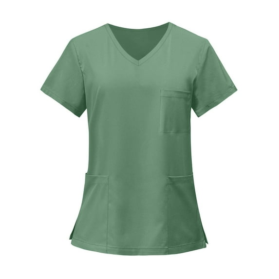 Hearthz Women Scrub Top Design Short Sleeve V Neck Women Shirts Summer Nursing Working Uniform with Pocket