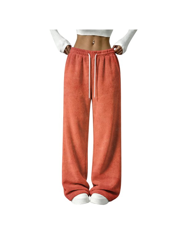 Women's Fleece Pants Gradient Tie Dye Wide Leg Pajama Pants Women Elastic Drawstring High Waist Sleeping Pants Women Fuzzy Pajama Pants