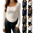 thumbnail image 1 of Hearthz Women's Long Sleeve Tops Scoop Neck Base Layer Shirt Women Fitted Tight Undershirts Underscrub Baselayer, 1 of 4