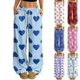 thumbnail image 1 of Hearthz Women’s Pajama Pants Drawstring Wide Leg Valentine's Day Heart Print Comfy Pants for Women Baggy Soft Comfy Lightweight Sleep Pants for Women, 1 of 6