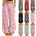 thumbnail image 1 of Hearthz Women's Pajamas Pants Drawstring Wide Leg Valentine's Day Bowknot Womens Lounge Pants Baggy Soft Comfy Lightweight Sleep Pants for Women Soft, 1 of 7