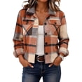 thumbnail image 1 of Hearthz Women's Plaid Shacket Jacket Button Down Cropped Womens Jackets Lightweight Trendy Long Sleeve Collared Soft Warm Outerwear Fall Winter Fleece Coats for Women, 1 of 8