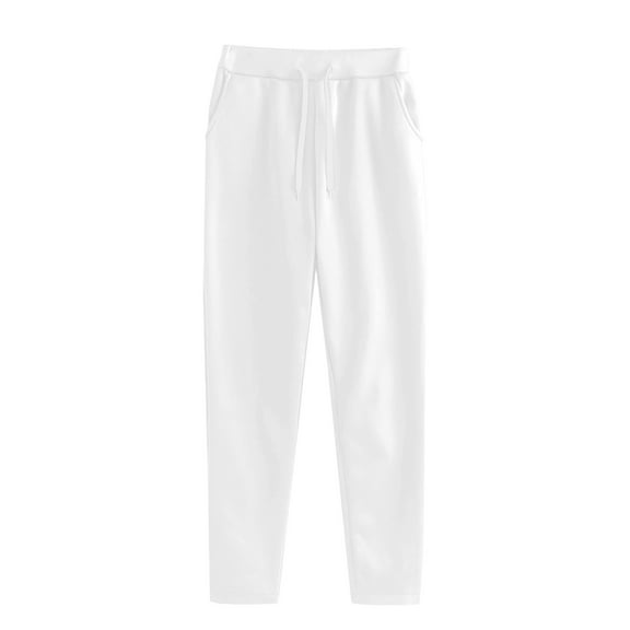 Hearthz Women's Wide Leg Sweatpants Baggy Straight Leg Sweat Pants Elastic High Waisted Loose Pants with Pockets White,XXL