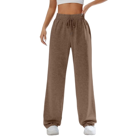 Hearthz Women's Wide Leg Sweatpants High Waist Baggy Flared Pants Drawstring Athletic Joggers Sweat Pants Blue,XL