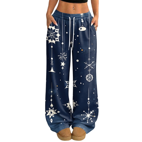 Hearthz Womens Christmas Pajama Pants High Waist Wide Leg Pj Bottoms Pants Fall Winter Lounge Pants for Women Xmas Sleeping Pants Women