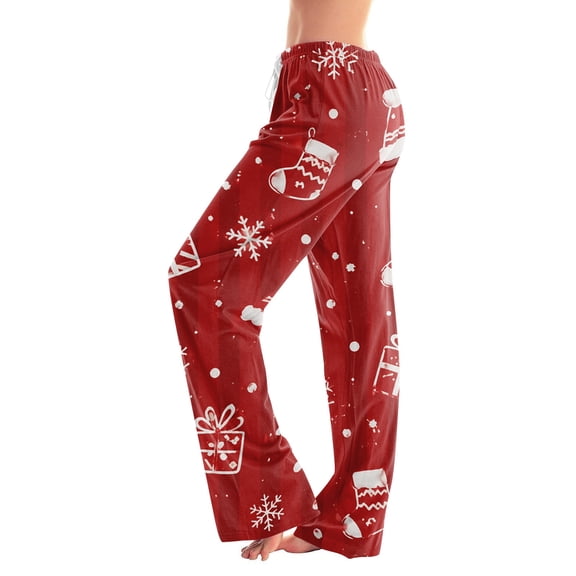 Hearthz Womens Christmas Pj Pants Wide Leg Womens Pj Pants Elastic Drawstring High Waist Sleeping Pants Women Xmas Women Lounge Pants
