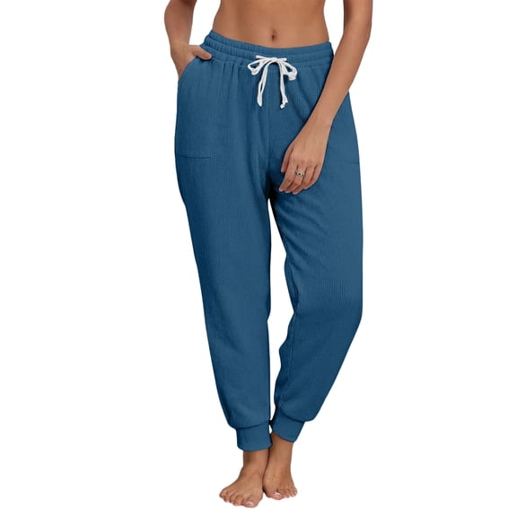 Hearthz Womens Corduroy Pants Straight Leg Drawstring Pull on Slacks Work Pants Women Soft Elastic Waist Corduroy Women Pants with Pockets