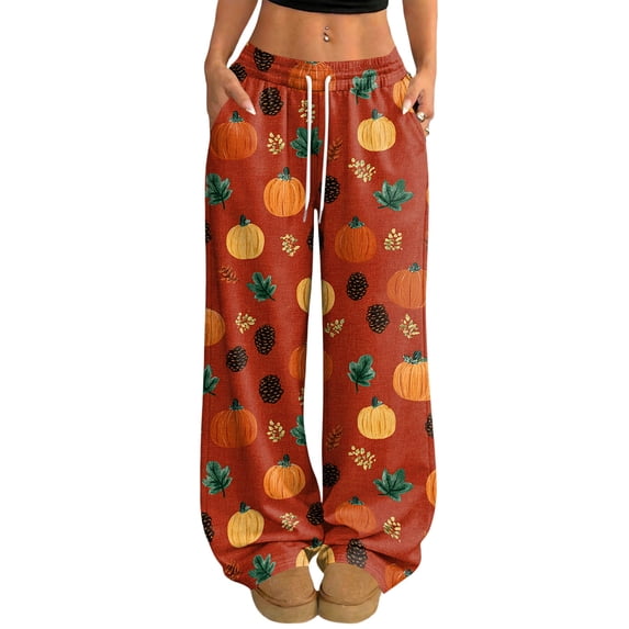 Hearthz Womens Flannel Pajama Pants Ghost Pumpkin Spider Web Graphic Women Pajamas Fleece Pajama Pants Drawstring Elastic Waist Wide Leg Women's Pajama Pants