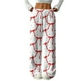 thumbnail image 1 of Hearthz Womens Fuzzy Pajama Pants Bow Fluffy Fleece Elastic Waist Wide Leg Sleep Pants with Pockets Fall Winter Warm Pj Bottoms, 1 of 6